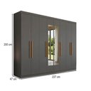 Ver imagem 4 de Guarda-roupa Casal Monte 8 Portas 4 Gavetas 100% Mdf com Espelho Onix - Pnr Móveis
