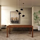 Ver imagem 2 de Conjunto Sala Jantar Nature: Mesa com 2 Bancos Rústico Escuro Madeira Pinus