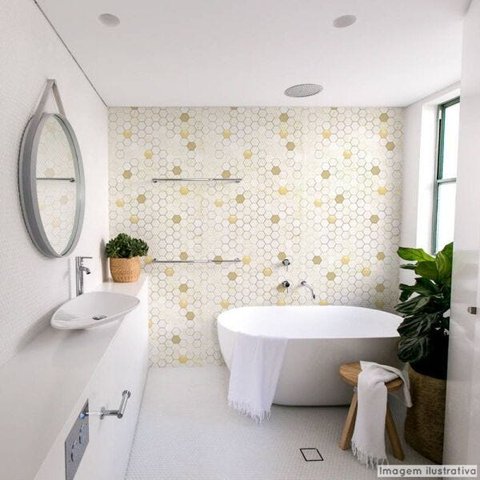 Papel de Parede Lavavel para Banheiro Cozinha Revestimento Fosco Mármore Colméia - 0,58 x 1,00m