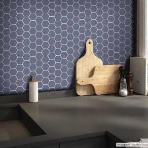 Papel de Parede Pastilha para Cozinha Colmeia - Varias Cores - Azul