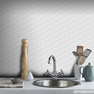 Papel de Parede Pastilha para Cozinha Colmeia - Varias Cores - Cinza