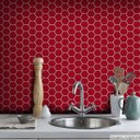 Ver imagem 3 de Papel de Parede Pastilha para Cozinha Colmeia - Varias Cores - Vermelho Escuro