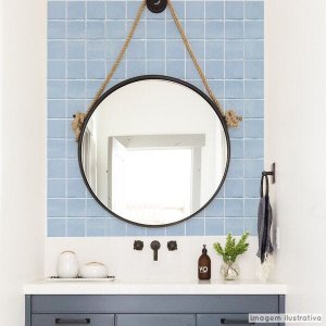 Papel de Parede Lavavel para Banheiro Cozinha Revestimento Fosco Azulejo Tom Pastel - 0,58 x 1,00m