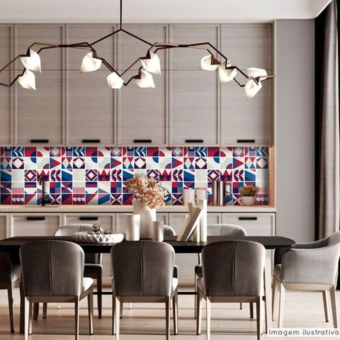 Papel de Parede Lavavel para Banheiro Cozinha Revestimento Brilho Azulejo Bauhaus - 0,58 x 1,00m