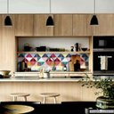 Ver imagem 1 de Papel de Parede Lavavel para Banheiro Cozinha Revestimento Brilho Azulejo Triângulo Color - 0,58 x 1