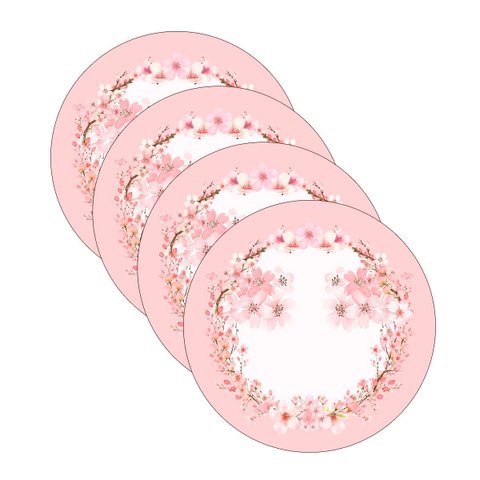 Kit Sousplat Sakura Rosa - 4 Peças - com Base