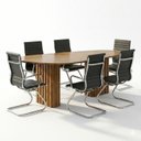 Ver imagem 2 de Kit 7 Peças com Mesa de Reunião com Tampo Orgânico e 6 Cadeiras Escritório Fixa Esteirinha Espresso