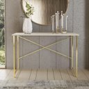 Ver imagem 1 de Aparador Steel 90 cm Estilo Industrial com Pés em Aço Dourado/Off White