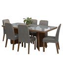 Ver imagem 3 de Conjunto Sala de Jantar Tampo de Vidro 6 Cadeiras Rustic/Cinza/Silver Pienza Madesa