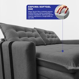 Sofá Baú sem Caixa Retrátil 2,00m Softgel Petit Boucle Cinza Escuro Cama Inbox - 2