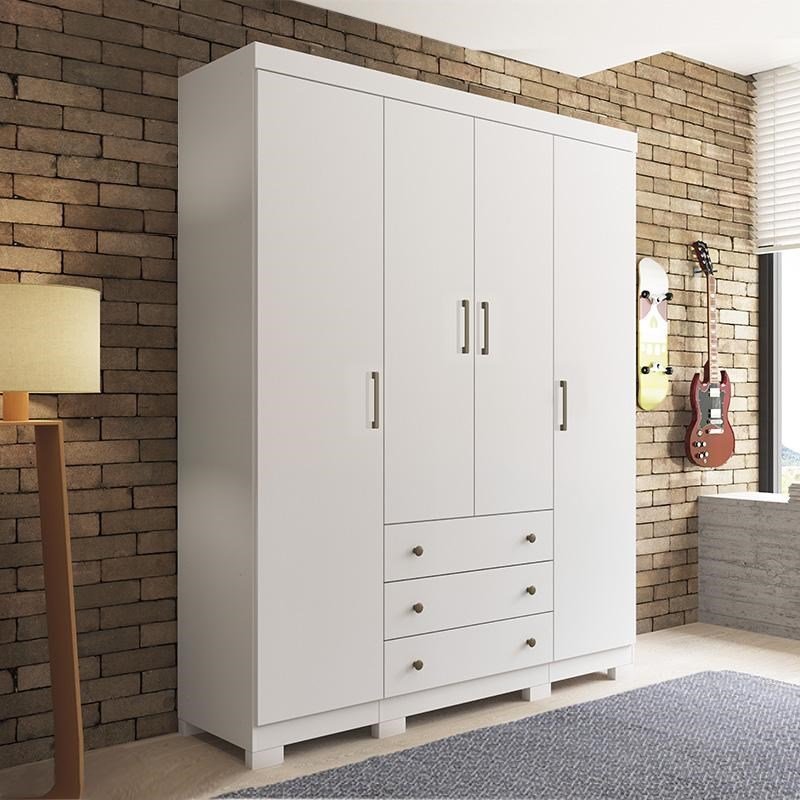 Guarda Roupa 4 Portas e 3 Gavetas Sonata 4.3 Branco - PR Móveis ...