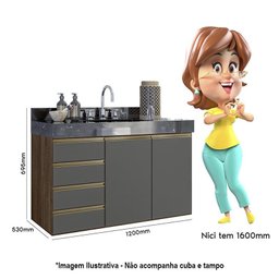 Conjunto para Banheiro Kali Premium 2 Peças Amêndoa/Chumbo - Nicioli - 4