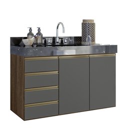 Conjunto para Banheiro Kali Premium 2 Peças Amêndoa/Chumbo - Nicioli - 1