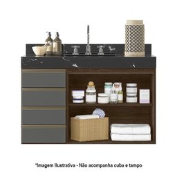 Conjunto para Banheiro Kali Premium 2 Peças Amêndoa/Chumbo - Nicioli - 3