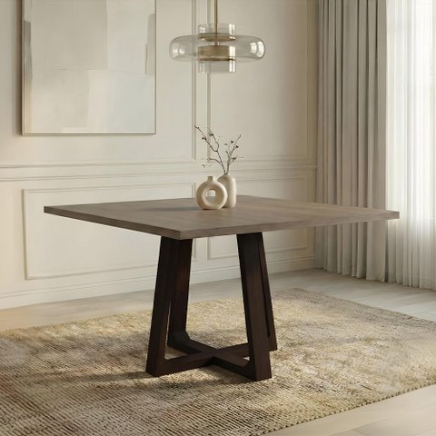 Mesa de Jantar Isabela 1,2m Tampo Freijó 4 Lugares Base Madeira Maciça Castanho Sala de Jantar Decor