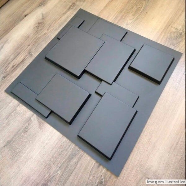 Placa 3D Autoadesiva Revestimento Dark Plazza 0,50x0,50cm - 50 x 50cm - 3