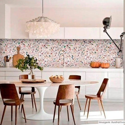 Papel de Parede Lavavel para Banheiro Cozinha Revestimento Brilho Granilite Candy - 0,58 x 1,00m