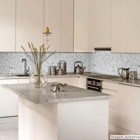 Papel de Parede Lavavel para Banheiro Cozinha Revestimento Brilho Pedra Branco Dallas - 0,58 x 1,00m