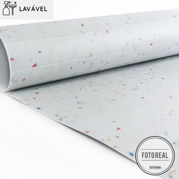 Papel de Parede Lavavel para Banheiro Cozinha Revestimento Fosco Pastilha Color - 0,58 x 1,00m - 3