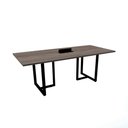 Ver imagem 1 de Mesa de Reunião com Caixa de Tomada Retangular 200 x 90 cm Pé Tubular PE25 em MDP Walnut Base Preta
