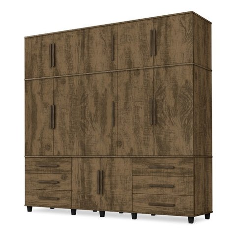 Roupeiro Triplex Guarda Roupas Gavea Casal 12 Portas Canela Trinobel