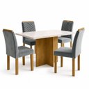 Ver imagem 2 de Conjunto Sala de Jantar 4 Lugares Retangular Tampo Vidro MDF 120x80cm Mesa e Cadeiras Carol