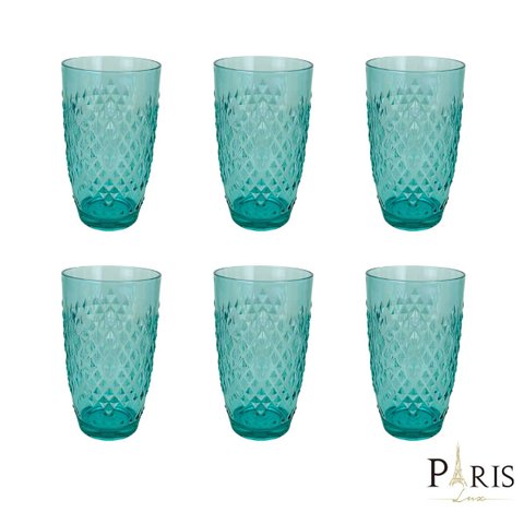 Conjunto 6 Copos de Acrílico Verde 15,5cm Rjw0009 Btc