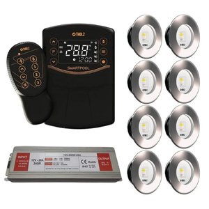 Kit 8 Led Slim Rgbw 15w Inox Piscina Tholz + Smartpool + Fonte