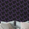 Papel de Parede 3d Auto Adesivo Geométrico Hexagono Luz Led Roxa Decorativa Quarto Sala 3m - 2