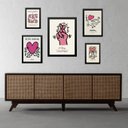 Ver imagem 1 de Composição 5 Quadros Keith Haring Rosa - com Vidro:madeira Branca