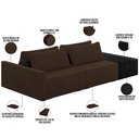 Ver imagem 4 de Sofá Ilha Modular para Sala 252cm com Puff Dublin K01 Veludo Marrom e Sintético Preto - Lyam Decor