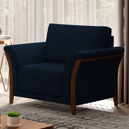 Poltrona Decorativa Sala de Estar 102cm Pés Madeira Roya M22 Veludo Azul Marinho - Mpozenato - 2 Poltrona Decorativa Sala de Estar 102cm Pés Madeira Roya M22 Veludo Azul Marinho - Mpozenato - 2