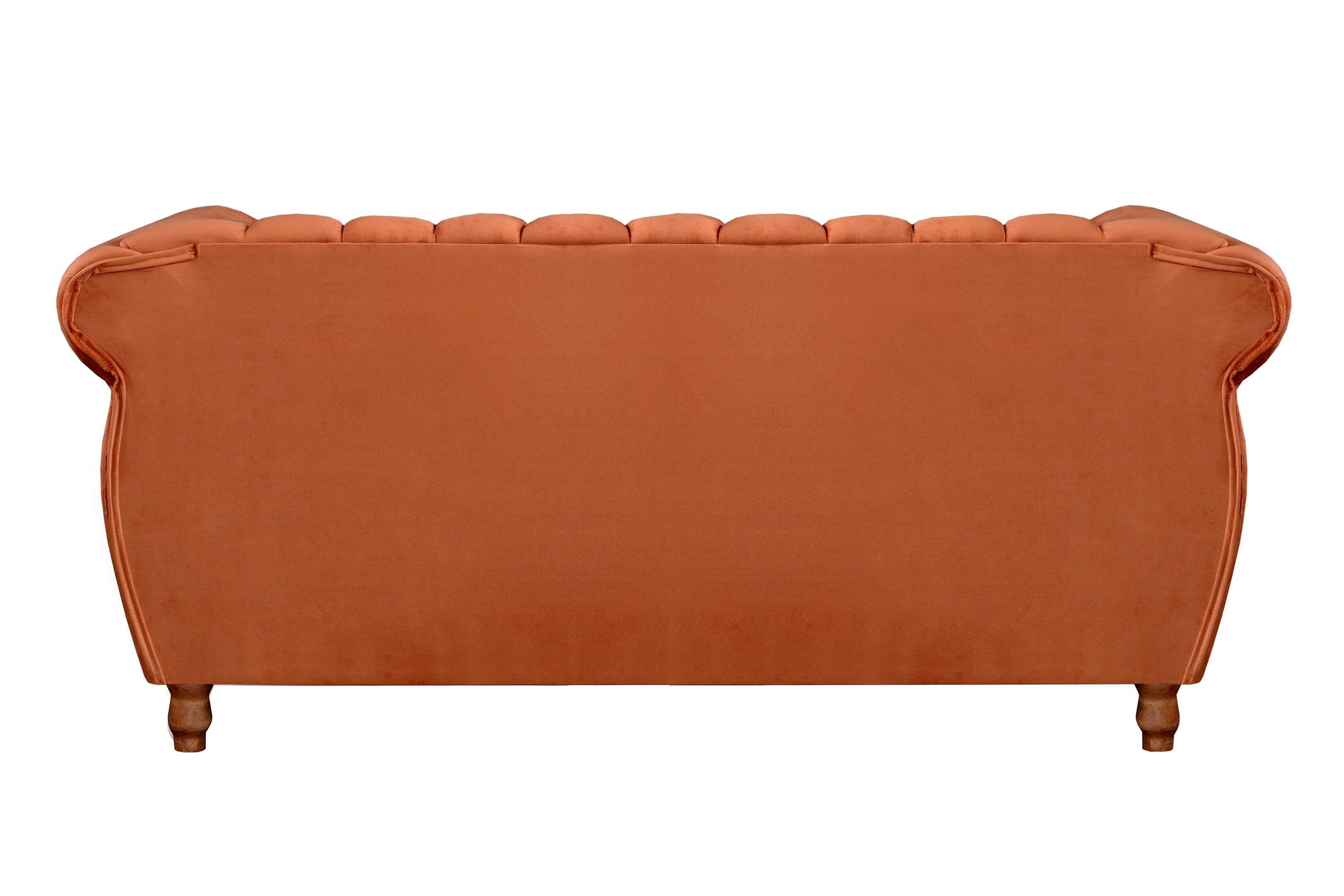 Sofá Chesterfield Realeza 3 Lugares Decoração Retrô - Veludo Terracota - 3