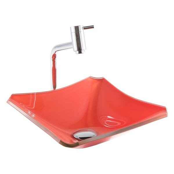 Kit Banheiro Cuba de Vidro Retrô 30 Cm + Torneira Link + Válvula Click - Laranja - 3