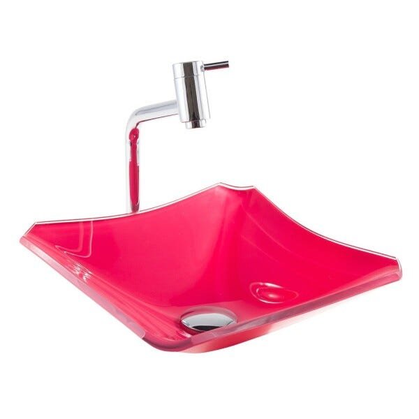 Kit Banheiro Cuba de Vidro Retrô 30 Cm + Torneira Link + Válvula Click - Rosa - 3