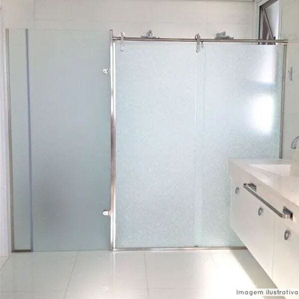 Adesivo para Vidro Box Banheiro Jateado Metalizado 0,61M Prova D'Água - 0,61 x 2,50M - 1