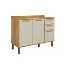 Ver imagem 2 de Balcão de Cozinha 120 cm Trebbiano 3 Portas 2 Gavetas 100% MDF Amêndoa/Off White - Rio Doce