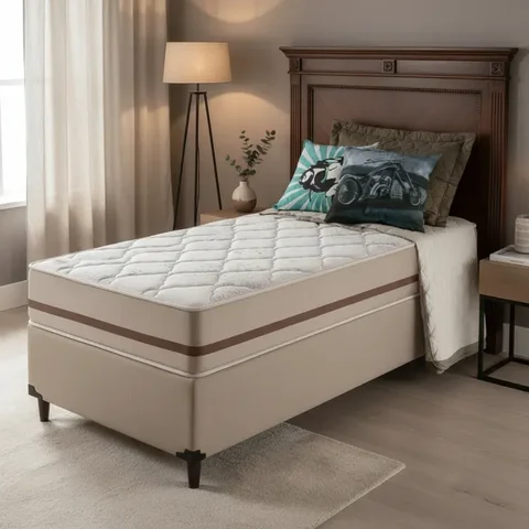 Cama Box com Colchão Solteiro King Classic Molas Pocket 96cm
