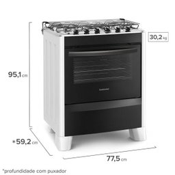 Fogão de Piso Continental 5 Bocas Mesa de Inox Branco Bivolt Fc5Cb - 5