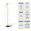 Ver imagem 4 de Luminária de Coluna Abajur Piso Chão Globo-koma + Lâmpada G9 220v