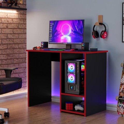 Escrivaninha Gamer Mesa P/ Computador Ideal P/ Jogos Oliart - Vermelho