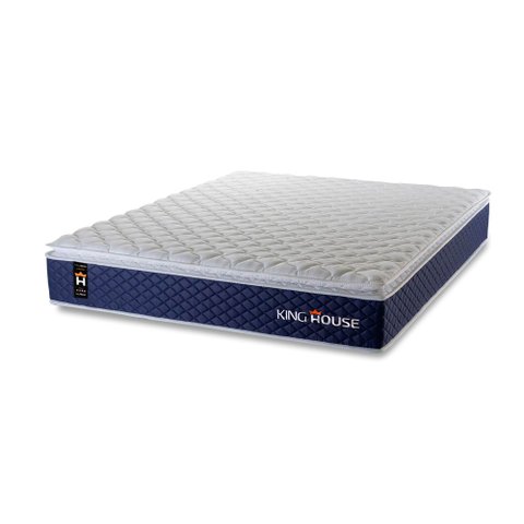 Colchão King King House Super Size Lagras 193x203x28 Azul c/ Molas Ensacadas