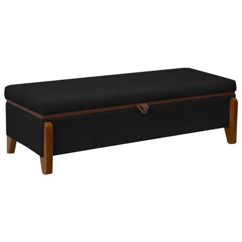 Baú Organizador Puff Bali 195 Cm Bouclé para Quarto e Sala:preto