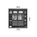 Ver imagem 2 de Guarda Roupa Casal 2 Portas de Correr (1 C/ Espelho) e 6 Gavetas Sienna/versatto Cumaru/fendi 25 -