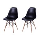 Ver imagem 4 de Jogo de Mesa de Jantar Eames Eiffel Redonda 80cm Tampo de Madeira Preto com 2 Cadeiras Preta