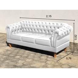 Sofá Chesterfield Dom Pedro Duque 3 Lugares - Couríssimo Branco - 2