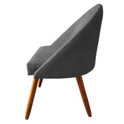 Kit 04 Cadeiras de Jantar Estofada Confortavel Tecido Suede Pés Palitos Visammer - Cinza - 5