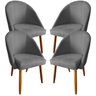 Kit 04 Cadeiras de Jantar Estofada Confortavel Tecido Suede Pés Palitos Visammer - Cinza - 1