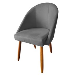 Kit 04 Cadeiras de Jantar Estofada Confortavel Tecido Suede Pés Palitos Visammer - Cinza - 2