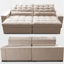 Ver imagem 6 de Sofá Retrátil e Reclinável 2,52m Molas Ensacadas Belle Boucle Bege Claro Cama Inbox